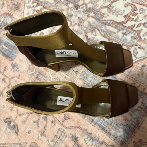 Jimmy Choo Brown and Gold Chunky Heels - Picture 5 of 6